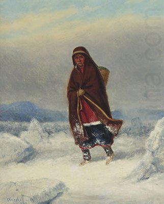 Cornelius Krieghoff Indian Woman in a Winter Landscape china oil painting image